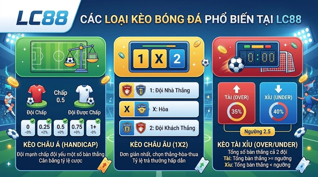 Các Loại Kèo Bóng Đá Phổ Biến Tại GO8