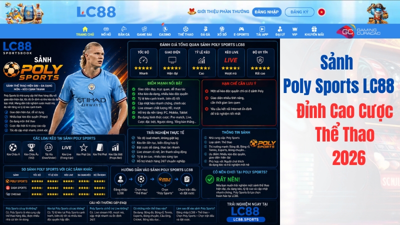 Sảnh Poly Sports GO8 – Đỉnh Cao Cược Thể Thao Giao Diện Mới 2026